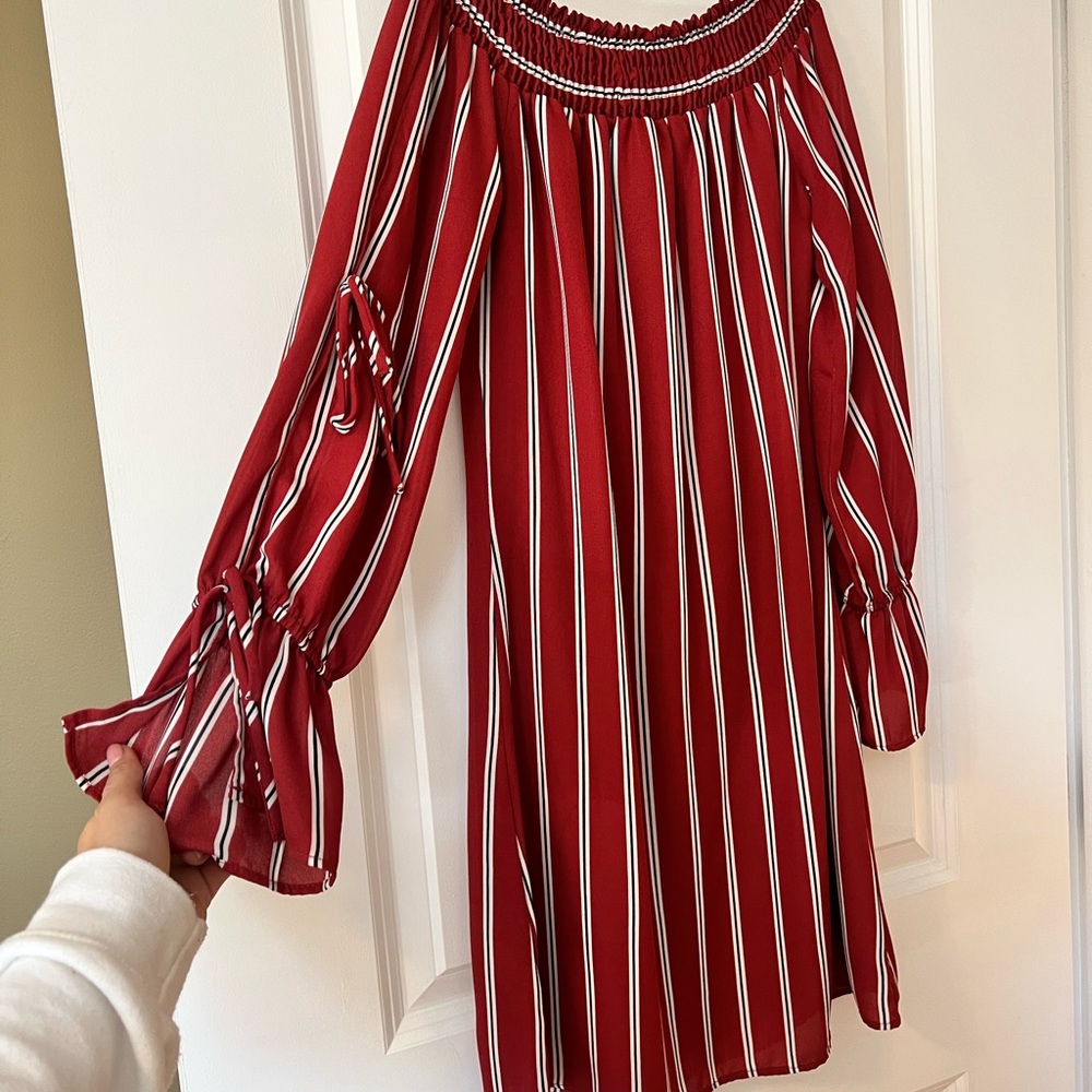 Charming Charlie’s off the shoulder red dress!!!!